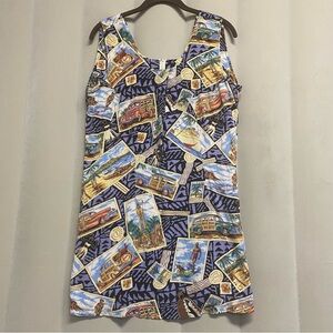 Vintage Joe Kealoha Women’s Dress Hawaiian Mini Postcards Vacation Tropical